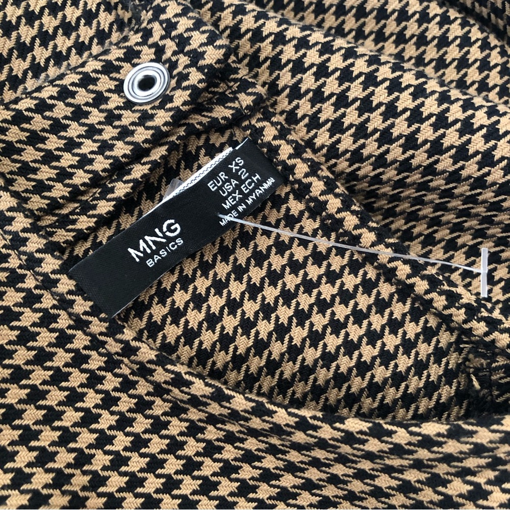 Mng By Mango Basics Houndstooth Blouse Size 2 Bro… - image 3